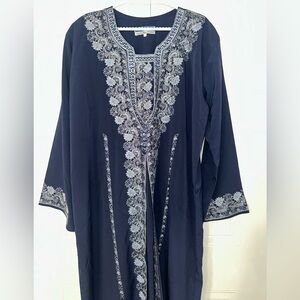 Navy blue Embroidered & Embellished Women’s Abaya & hijab set